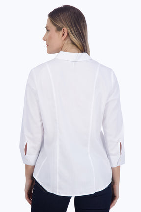 Aimee No Iron Solid Sateen Zip Front Shirt