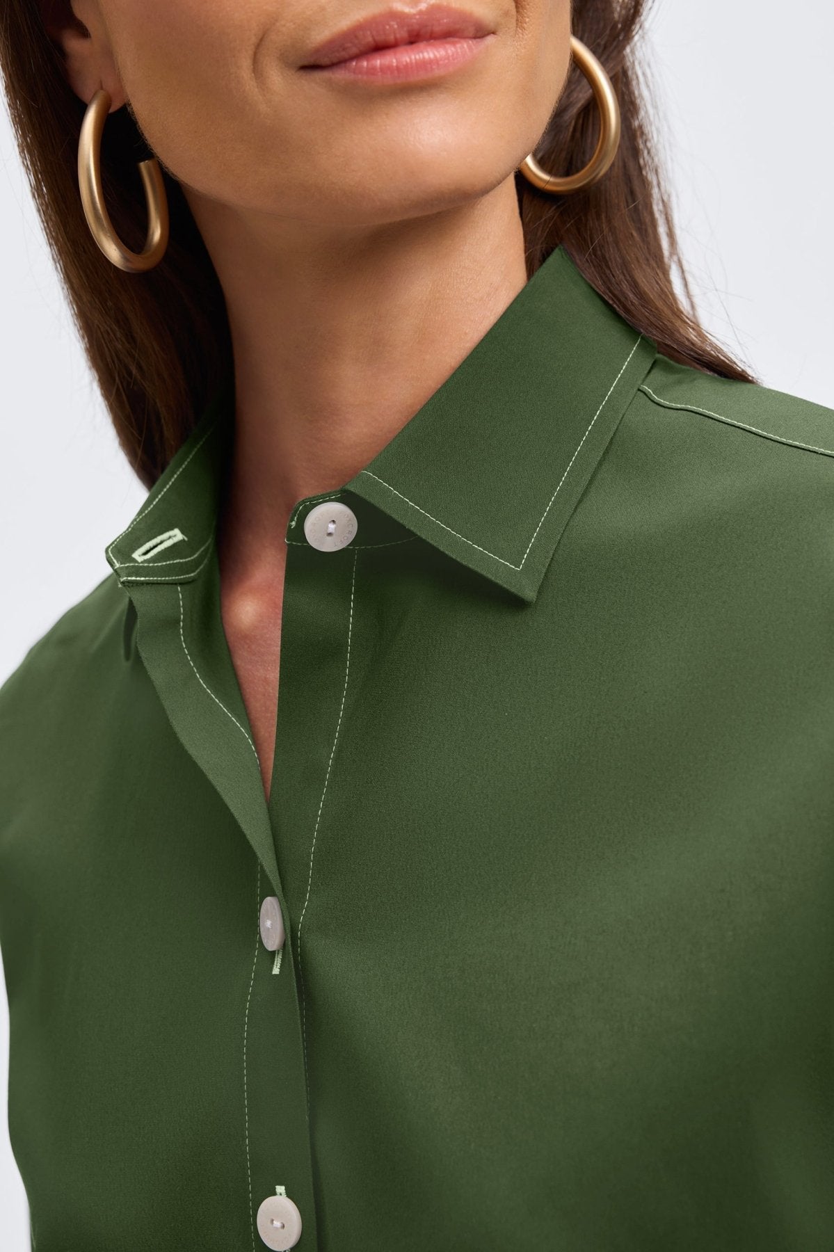 Kelly No Iron Stretch Contrast Stitch 3/4 Sleeve Shirt