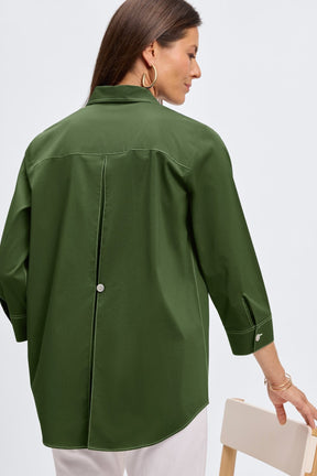 Kelly No Iron Stretch Contrast Stitch 3/4 Sleeve Shirt