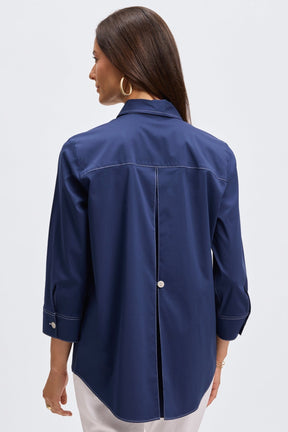 Kelly No Iron Stretch Contrast Stitch 3/4 Sleeve Shirt