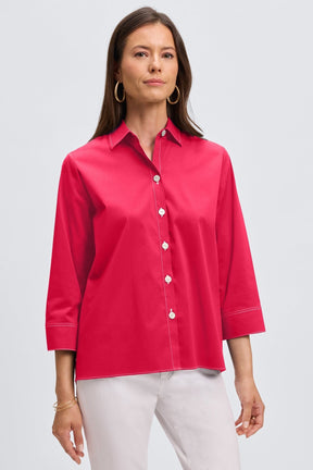 Kelly No Iron Stretch Contrast Stitch 3/4 Sleeve Shirt