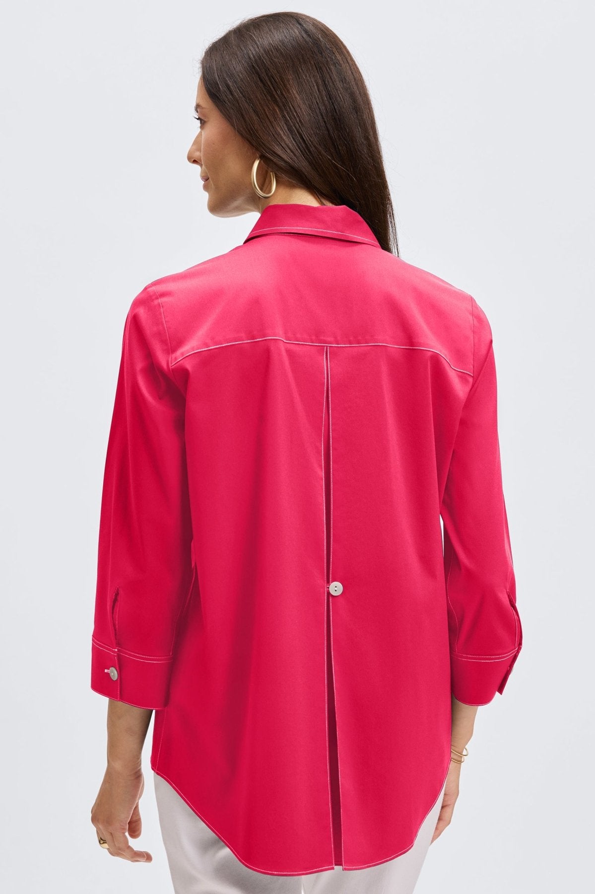 Kelly No Iron Stretch Contrast Stitch 3/4 Sleeve Shirt