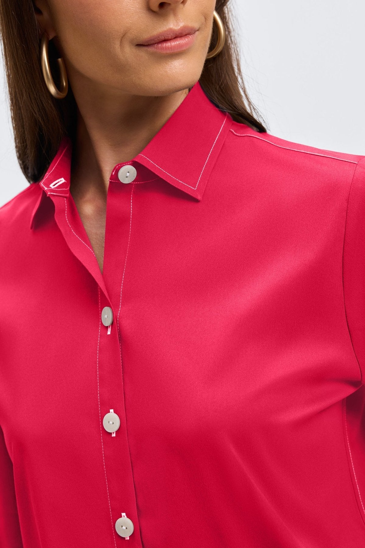 Kelly No Iron Stretch Contrast Stitch 3/4 Sleeve Shirt