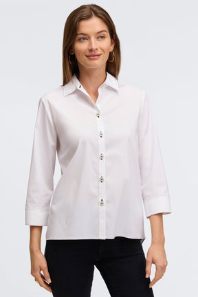 Kelly No Iron Stretch Contrast Stitch 3/4 Sleeve Shirt