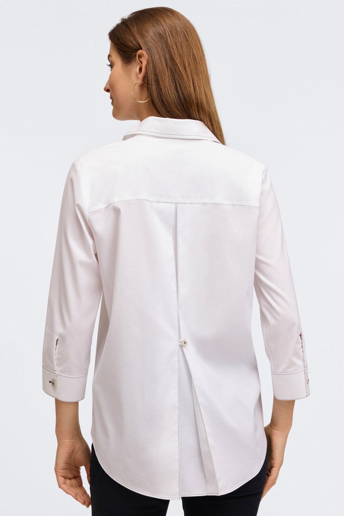 Kelly No Iron Stretch Contrast Stitch 3/4 Sleeve Shirt