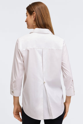 Kelly No Iron Stretch Contrast Stitch 3/4 Sleeve Shirt