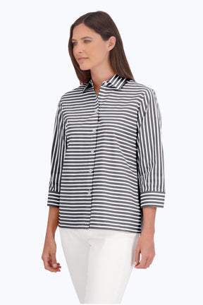 Kelly No Iron Stretch Stripe 3/4 Sleeve Shirt