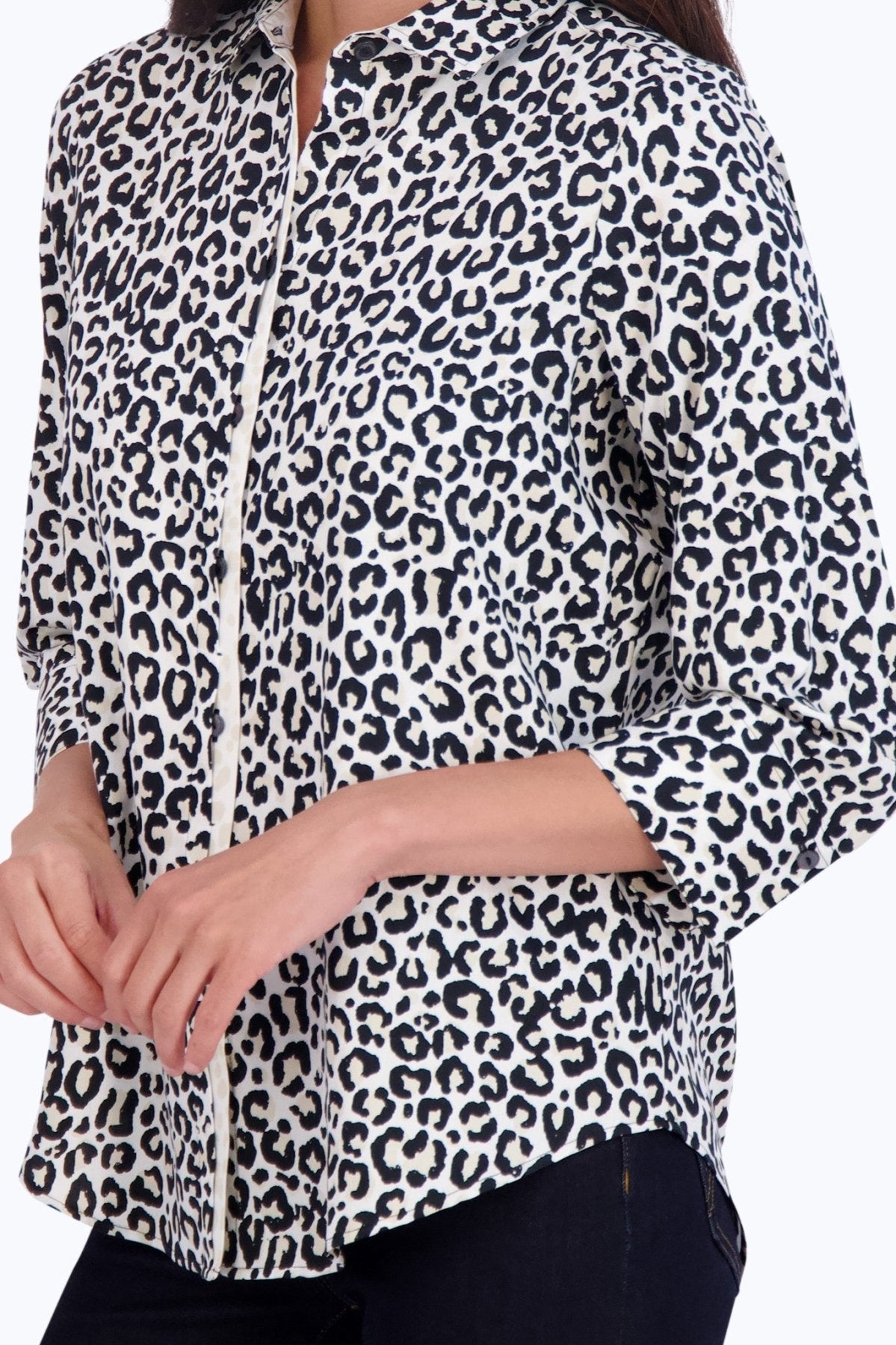 Charlie Leopard Print 3/4 Sleeve Shirt