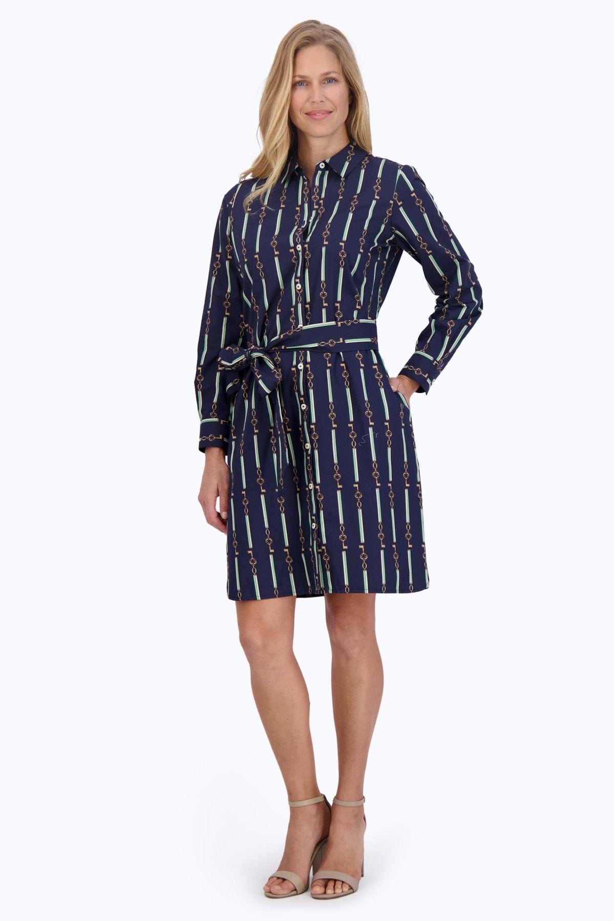 Rocca Keychain Stripe Long Sleeve Dress