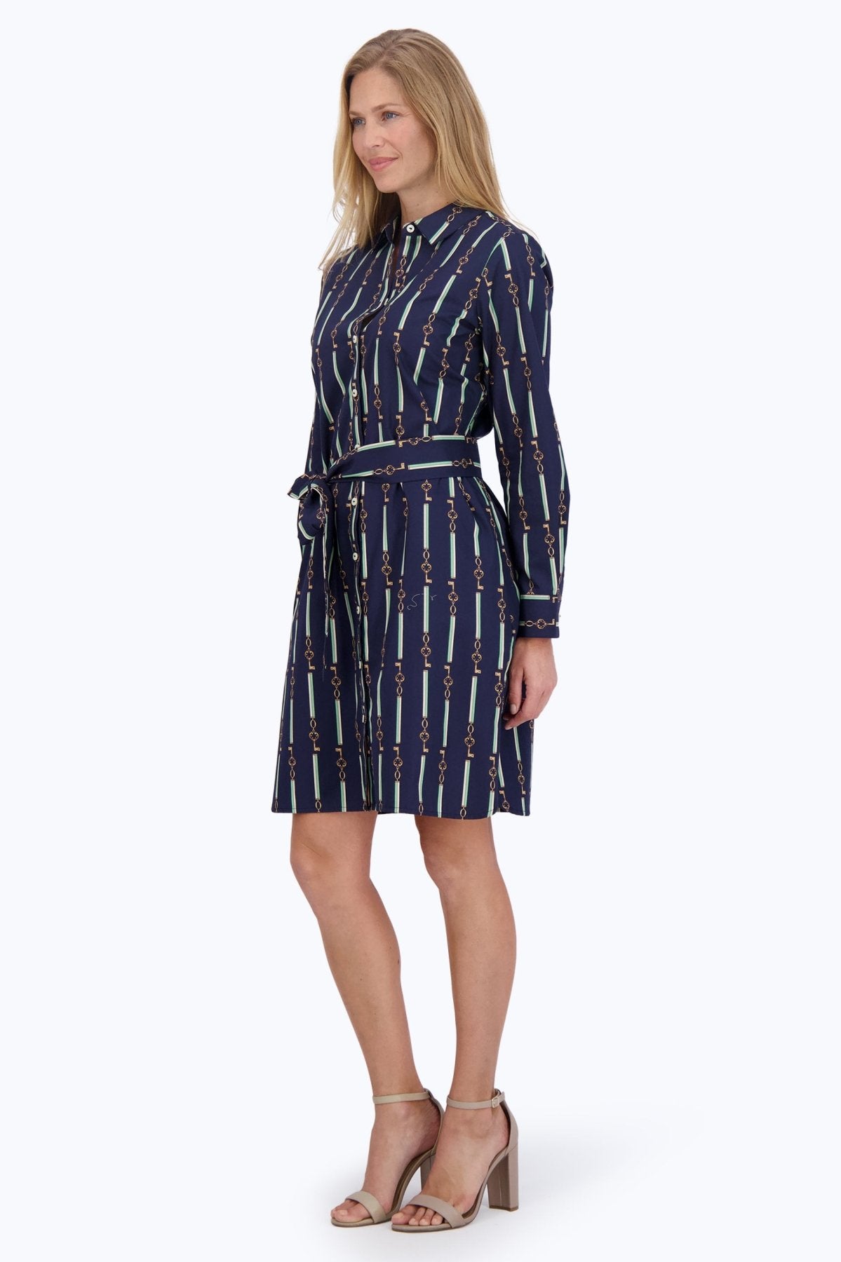 Rocca Keychain Stripe Long Sleeve Dress