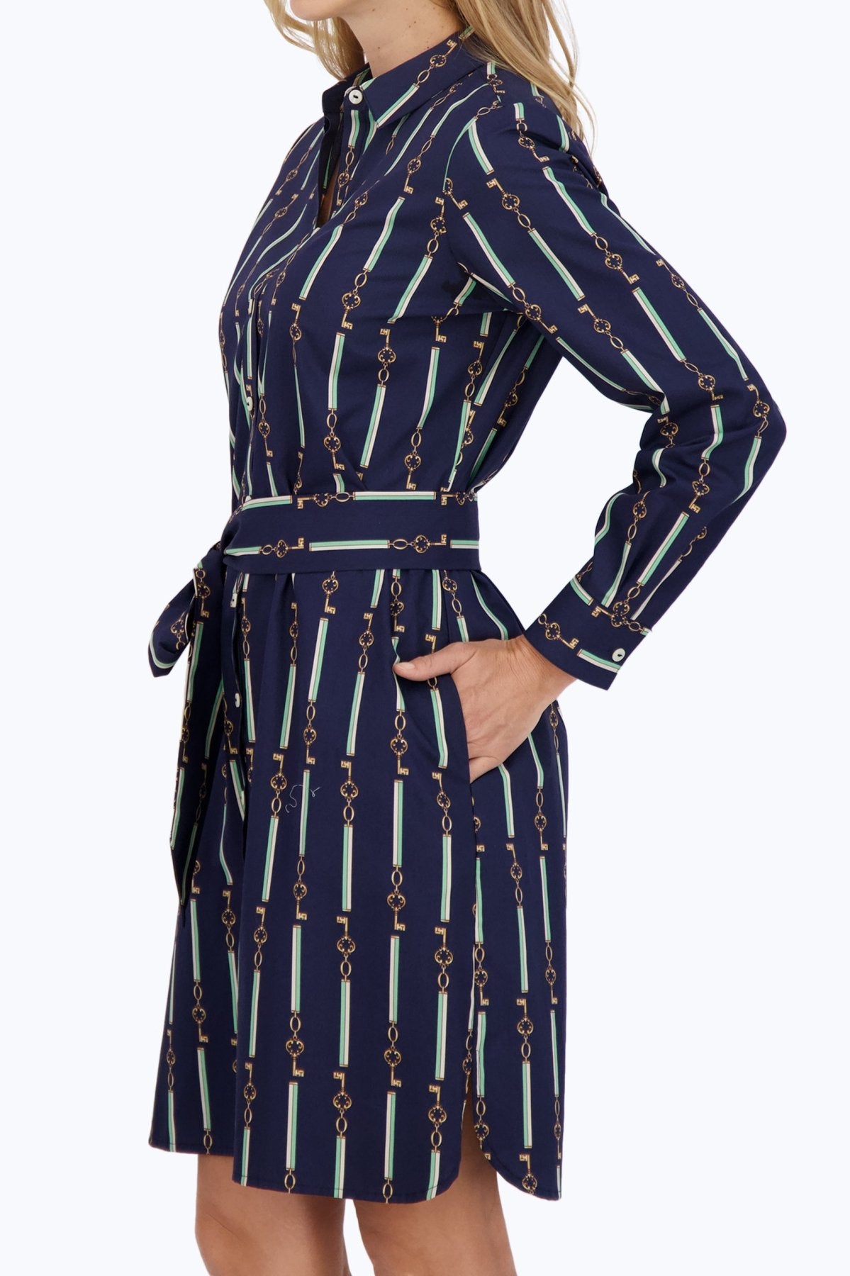 Rocca Keychain Stripe Long Sleeve Dress