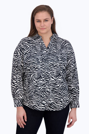 Mary Plus Zebra Print Long Sleeve Shirt