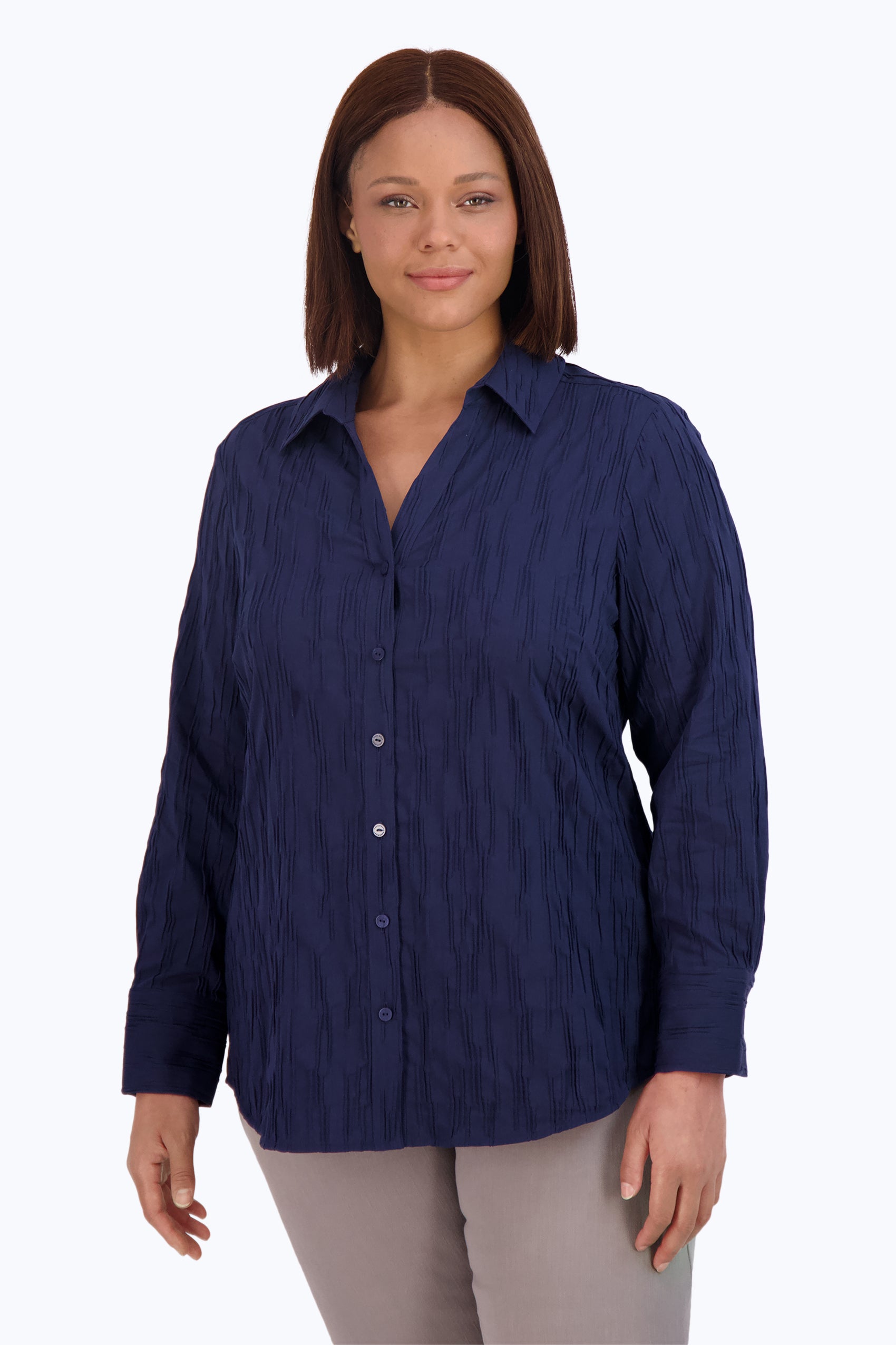 Mary Plus Solid Crinkle Shirt