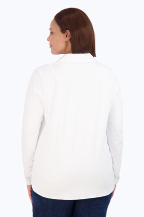 Plus Knit-Woven Long Sleeve Layering Shirt