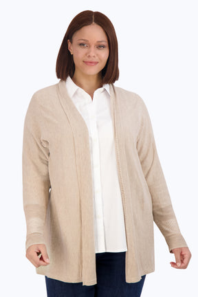 Plus Knit-Woven Long Sleeve Layering Shirt