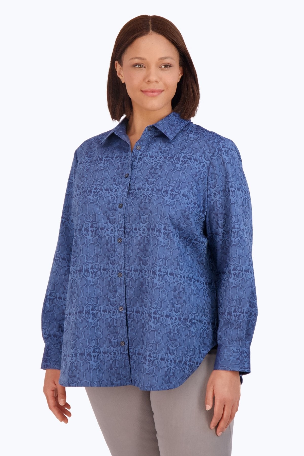 Boyfriend Plus Non-Iron Croc Jacquard Tunic