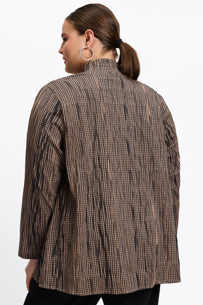 Carolina Plus Mini Gingham Crinkle Long Sleeve Shirt Jacket