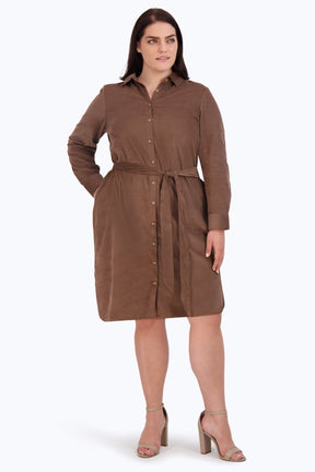 Rocca Plus Pinwale Corduroy Long Sleeve Dress