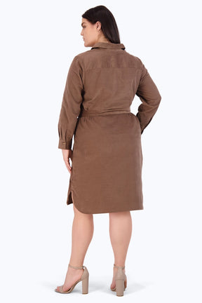 Rocca Plus Pinwale Corduroy Long Sleeve Dress