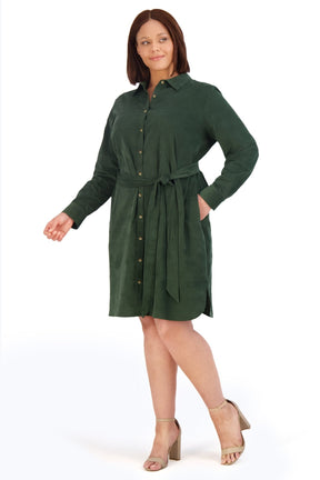 Rocca Plus Pinwale Corduroy Long Sleeve Dress