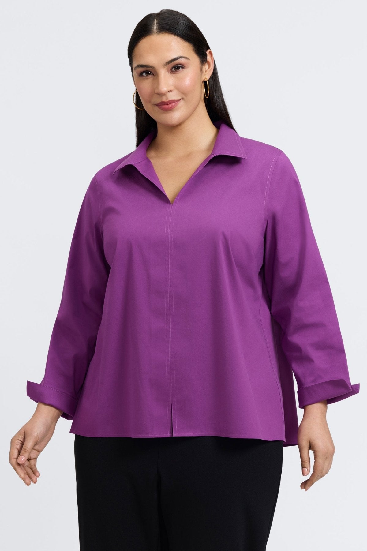 Agnes Plus No Iron Stretch Long Sleeve Popover Shirt