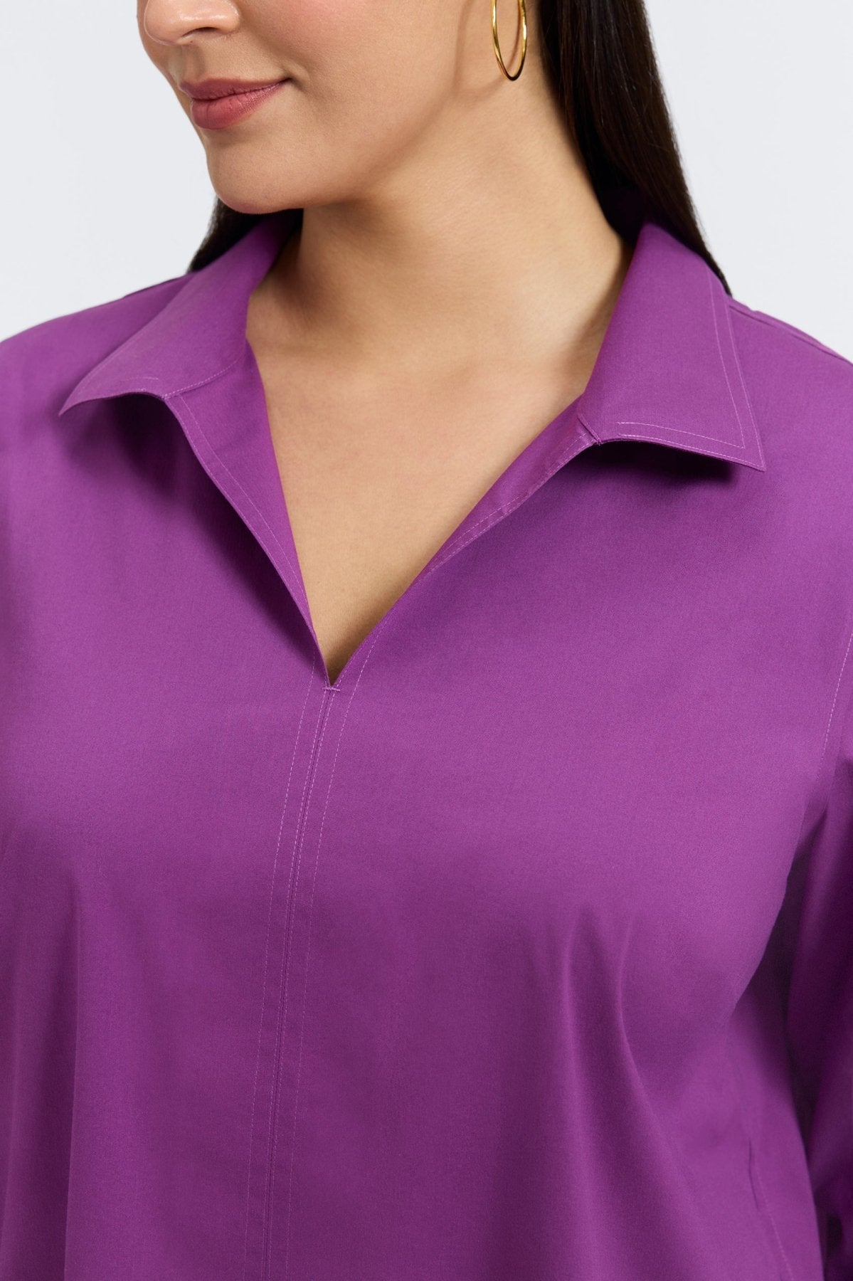 Agnes Plus No Iron Stretch Long Sleeve Popover Shirt