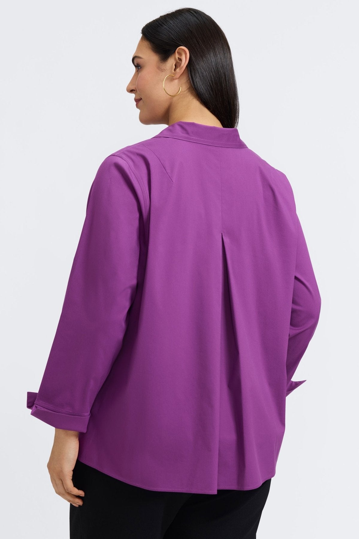 【archive】agnes monochromatic Swing-top Silk Georgette Crepe Shirred-Back Top | EILEEN FISHER