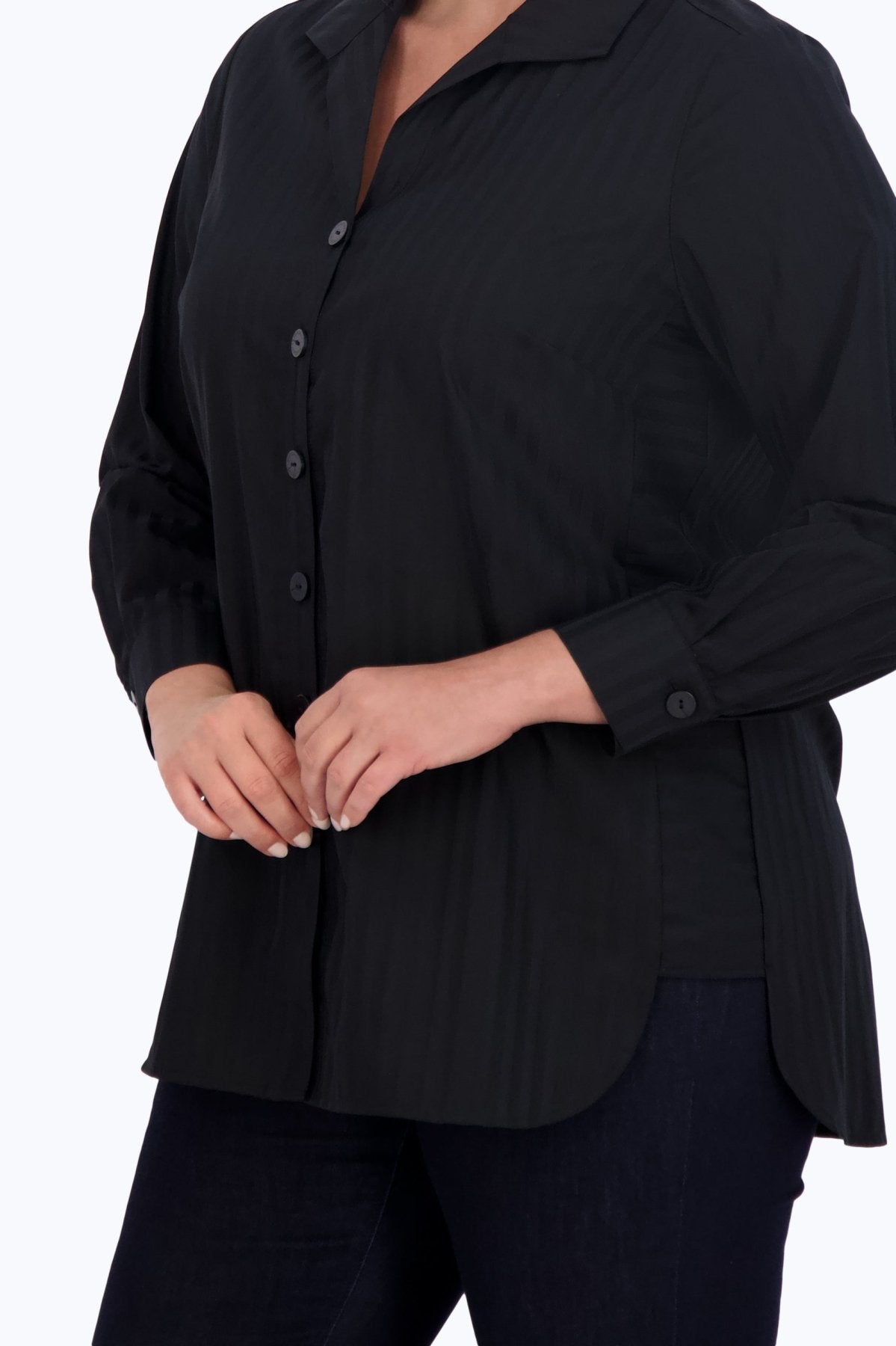 Pandora Plus Dobby Stripe Long Sleeve Tunic