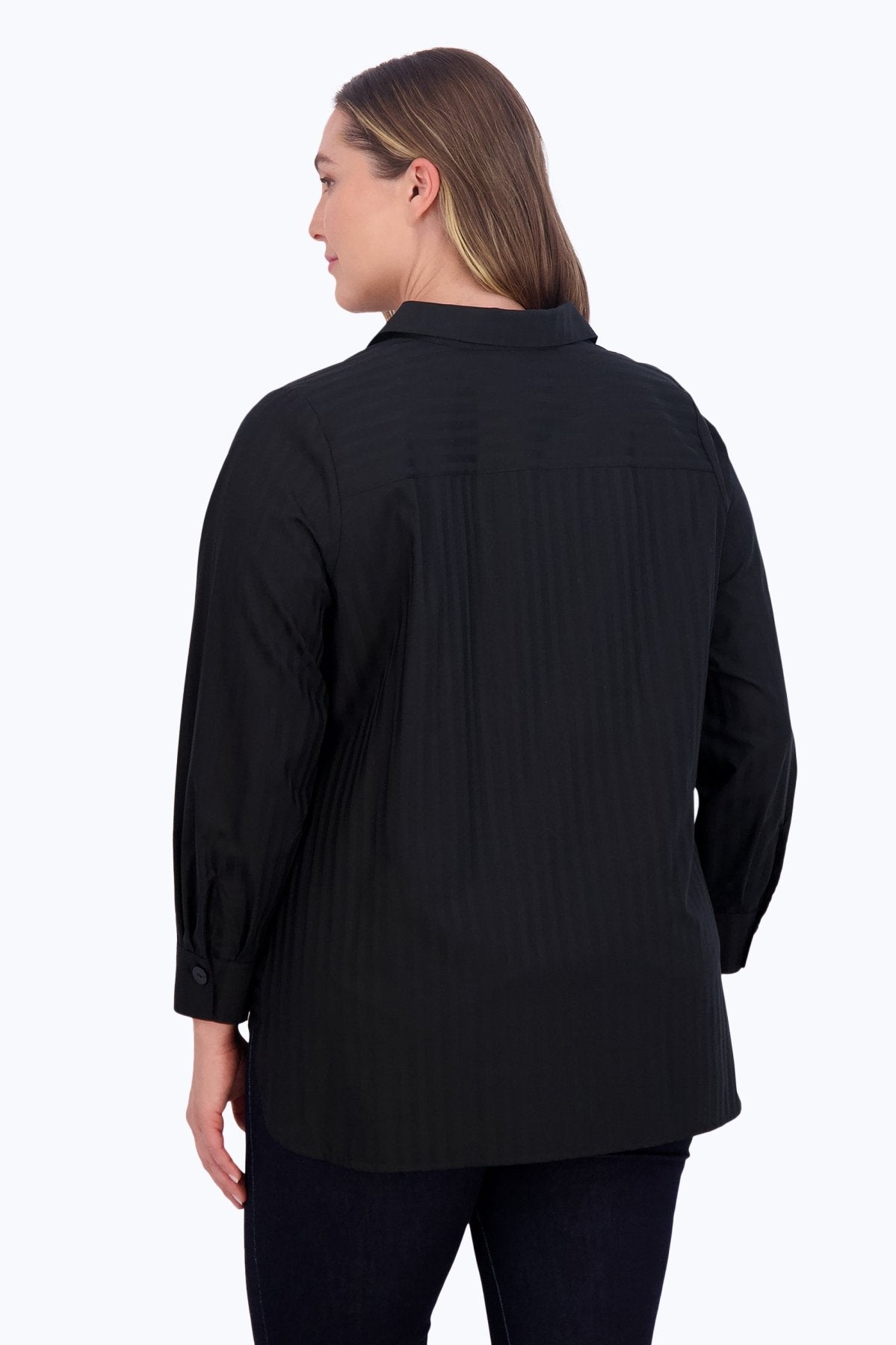 Pandora Plus Dobby Stripe Long Sleeve Tunic