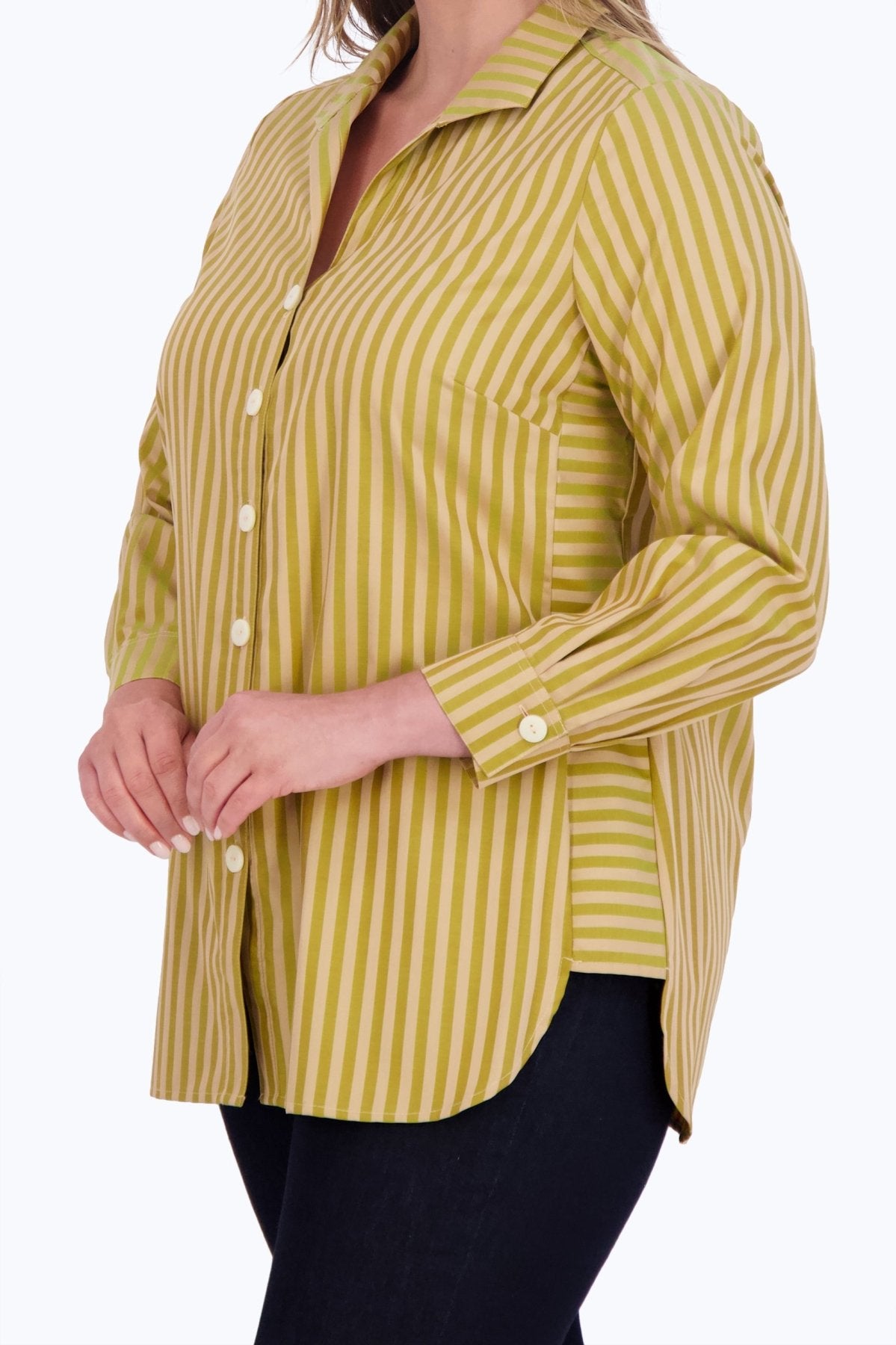 Pandora Plus Dobby Stripe Long Sleeve Tunic