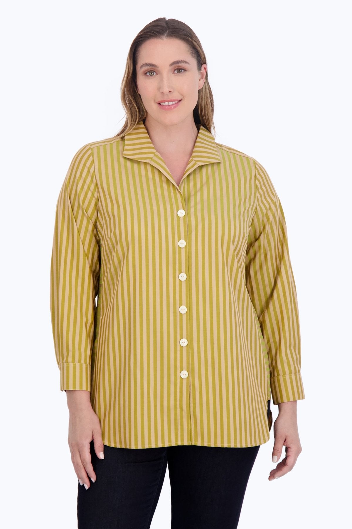 Pandora Plus Dobby Stripe Long Sleeve Tunic