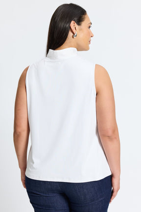 Tammy Plus Knit-Woven Ruffle Collar Sleeveless Layering Tank