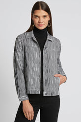 Thelma Mini Gingham Crinkle Long Sleeve Jean Jacket