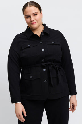 Stella Plus Knit Crepe Long Sleeve Belted Jacket