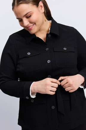 Stella Plus Knit Crepe Long Sleeve Belted Jacket