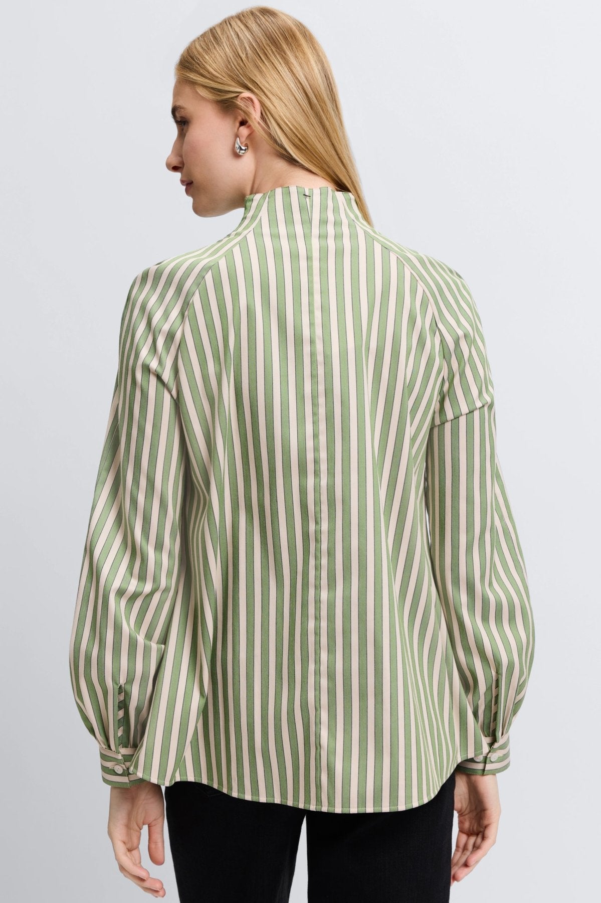 Daphne No Iron Stretch Striped Long Sleeve Popover Shirt