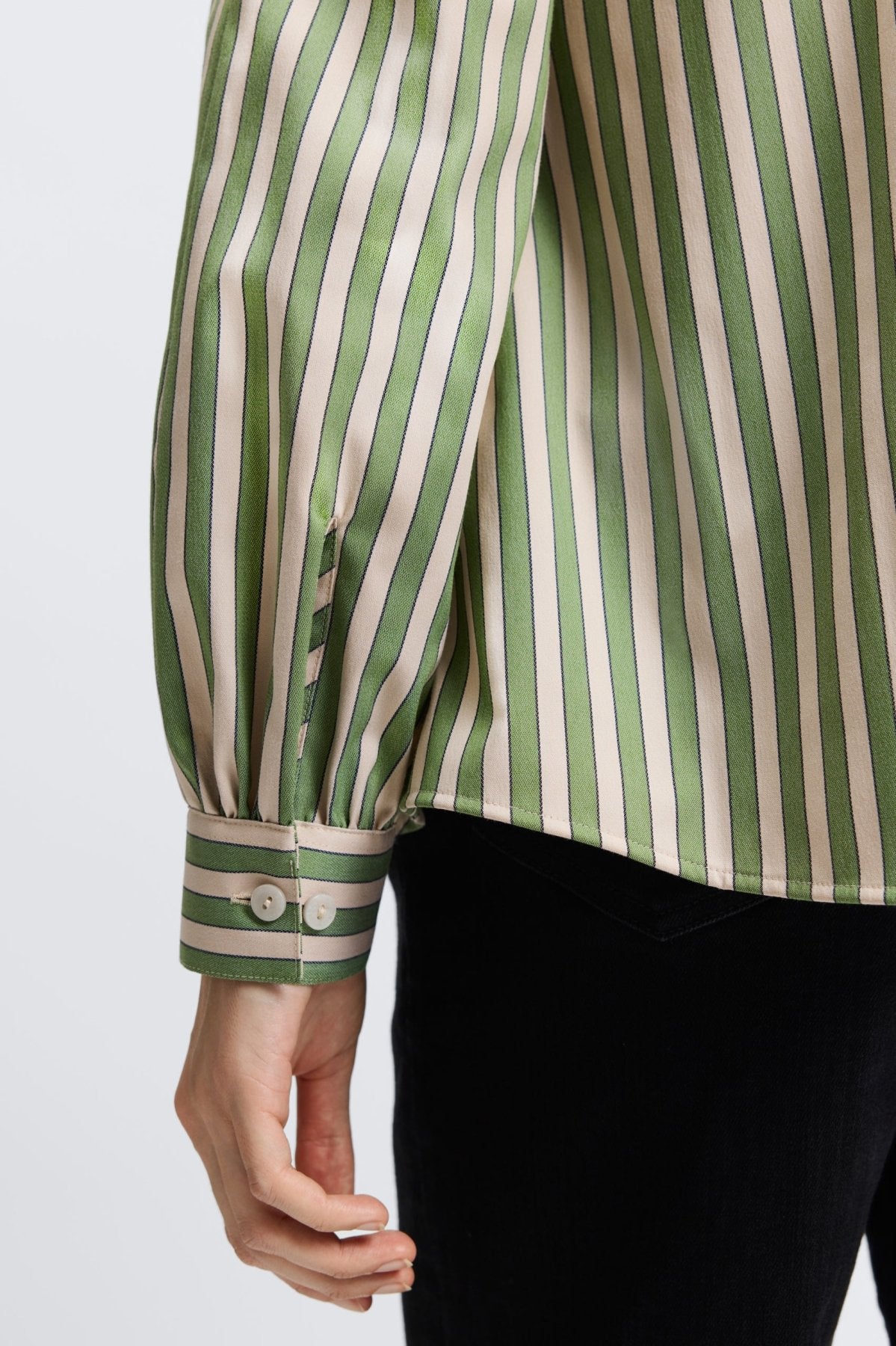 Daphne No Iron Stretch Striped Long Sleeve Popover Shirt