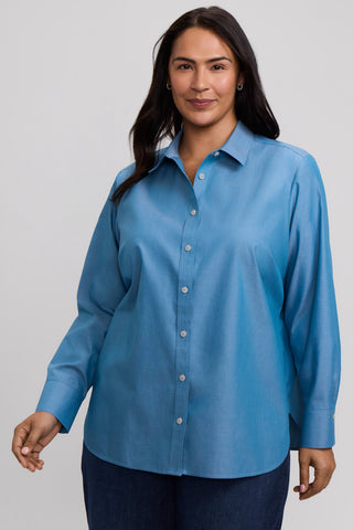 Meghan Plus No Iron Pinpoint Long Sleeve Shirt