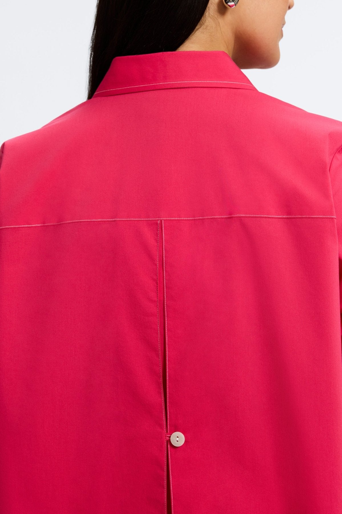 Kelly Plus No Iron Stretch Contrast Stitch 3/4 Sleeve Shirt