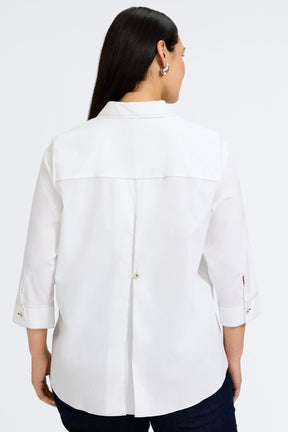 Kelly Plus No Iron Stretch Contrast Stitch 3/4 Sleeve Shirt