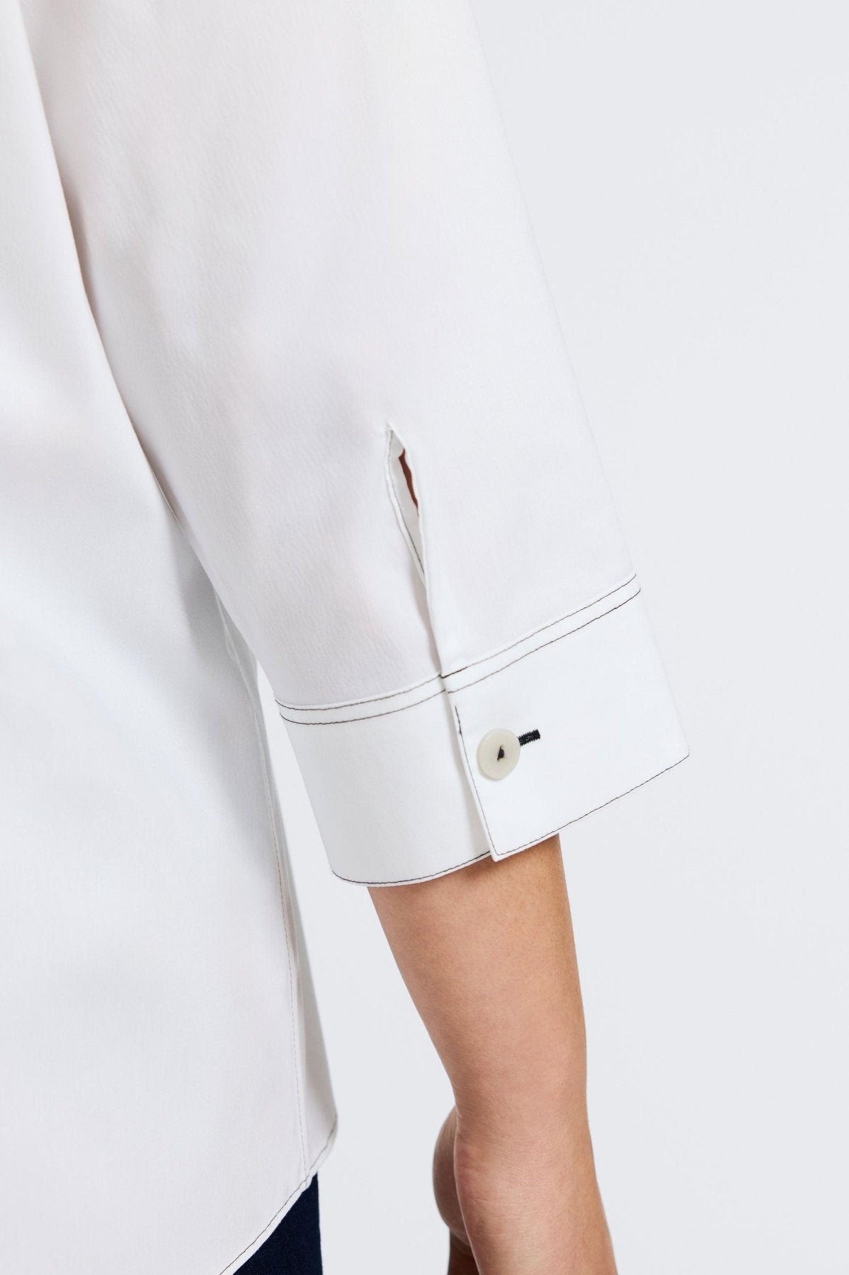 Kelly Plus No Iron Stretch Contrast Stitch 3/4 Sleeve Shirt