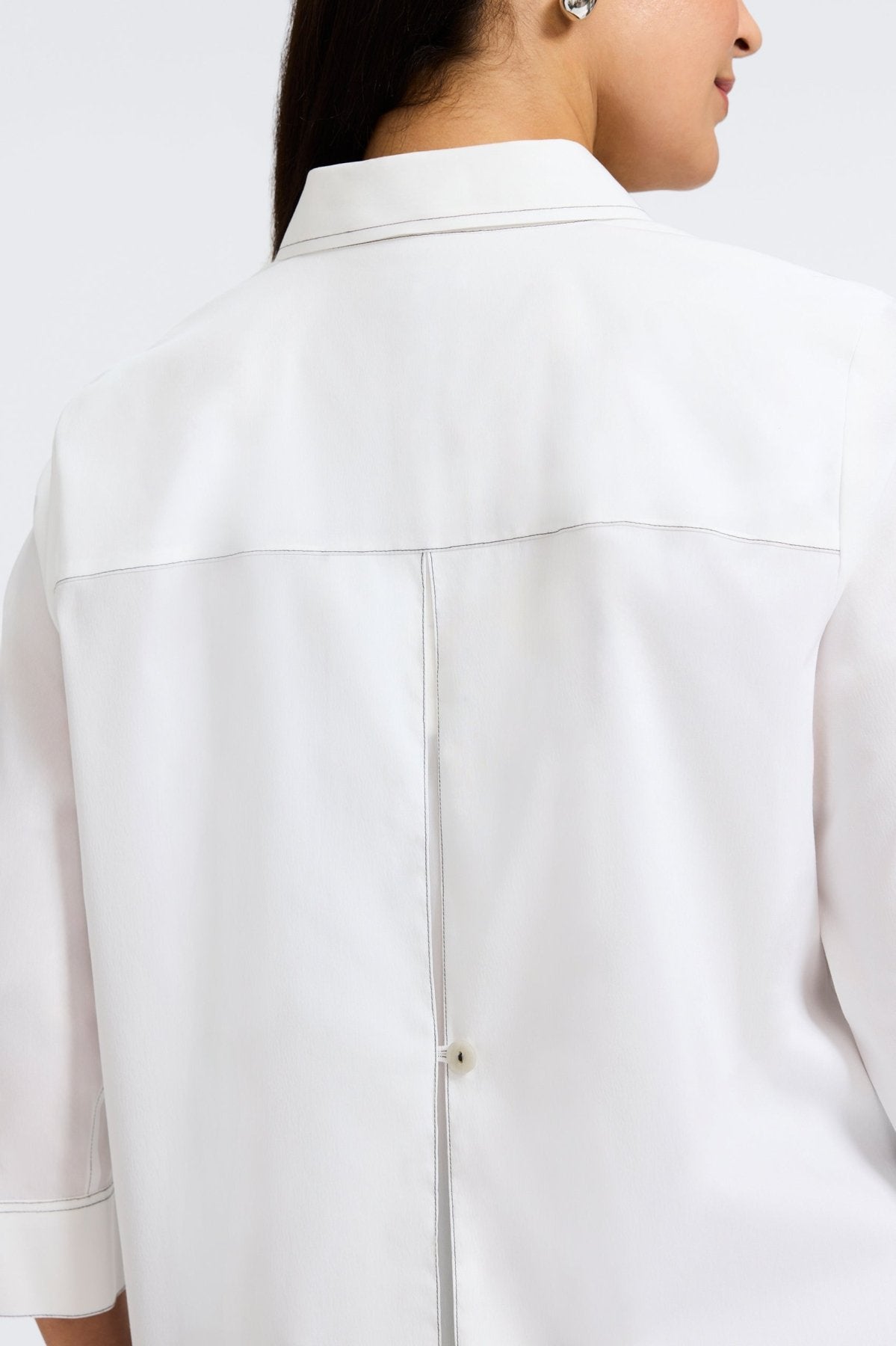Kelly Plus No Iron Stretch Contrast Stitch 3/4 Sleeve Shirt