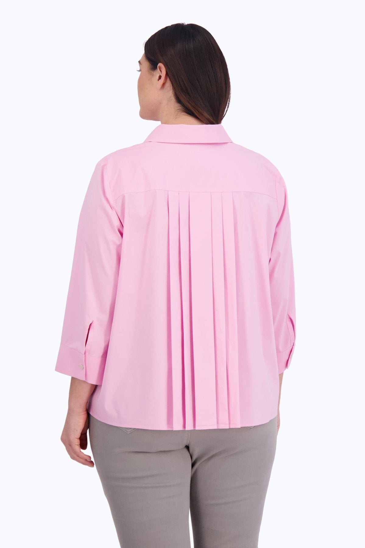 Sandra Plus No Iron Stretch 3/4 Sleeve Shirt- Foxcroft