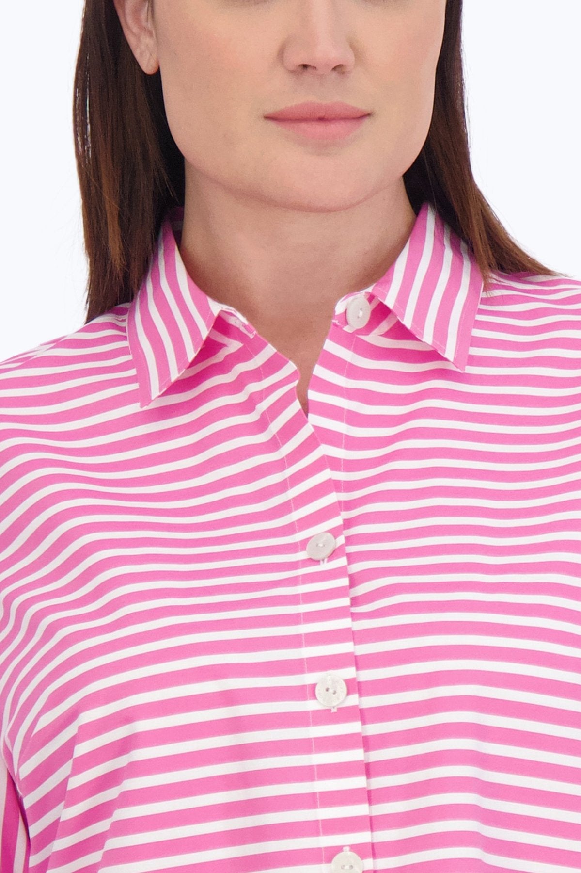 Kelly Plus No Iron Stretch Stripe 3/4 Sleeve Shirt