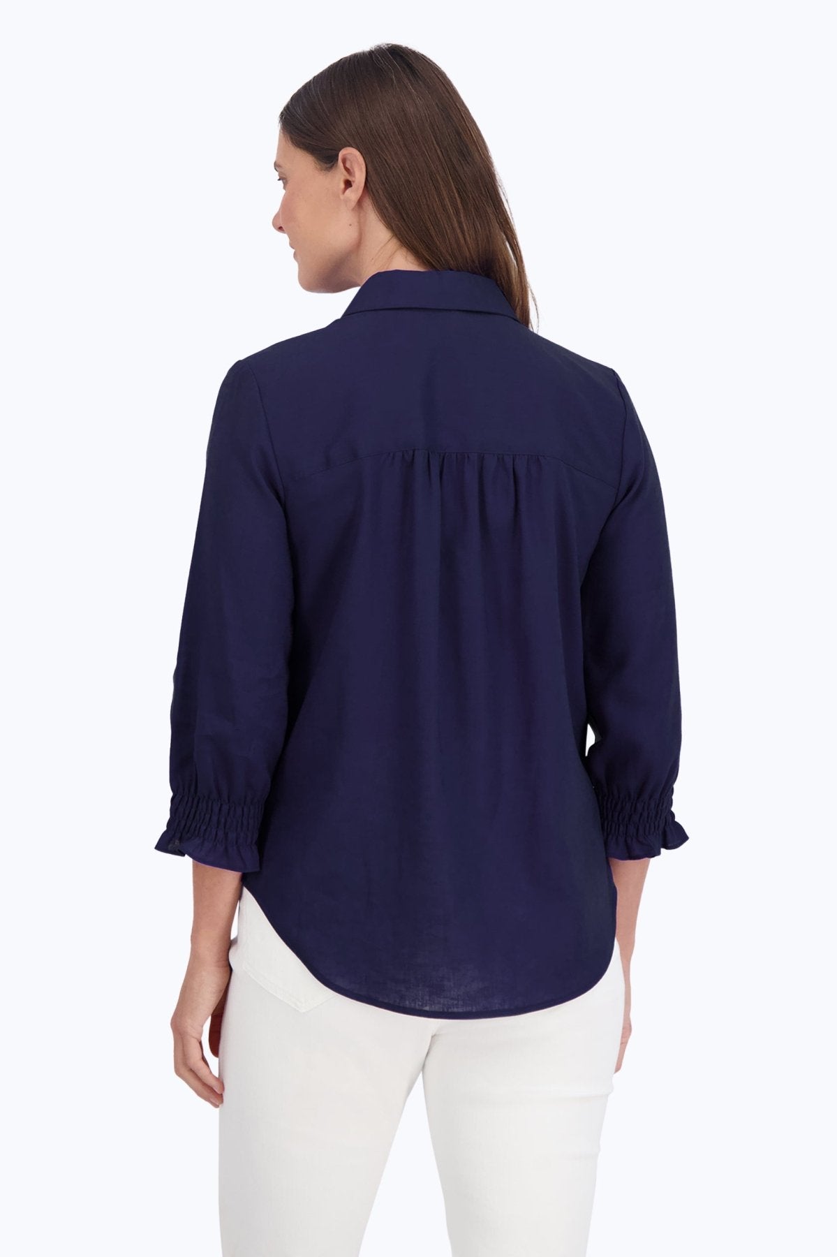 Olivia Solid Linen 3/4 Sleeve Shirt