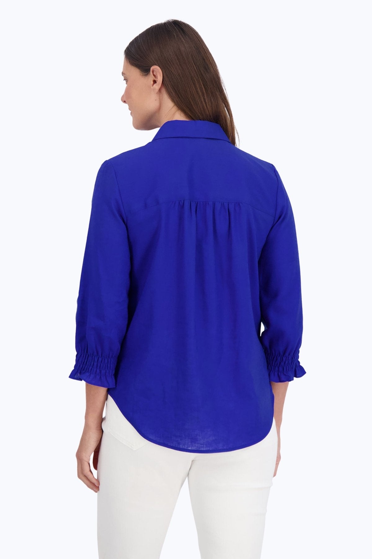 Olivia Solid Linen 3/4 Sleeve Shirt