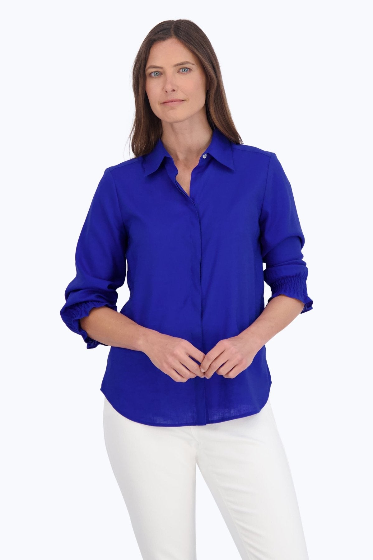 Olivia Solid Linen 3/4 Sleeve Shirt