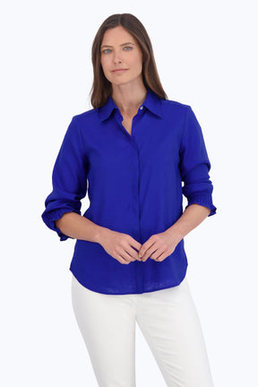 Olivia Solid Linen 3/4 Sleeve Shirt