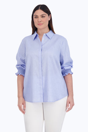 Olivia Plus Easy Care Solid Linen Shirt