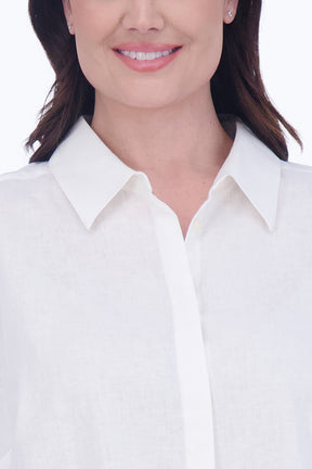 Olivia Plus Easy Care Solid Linen Shirt